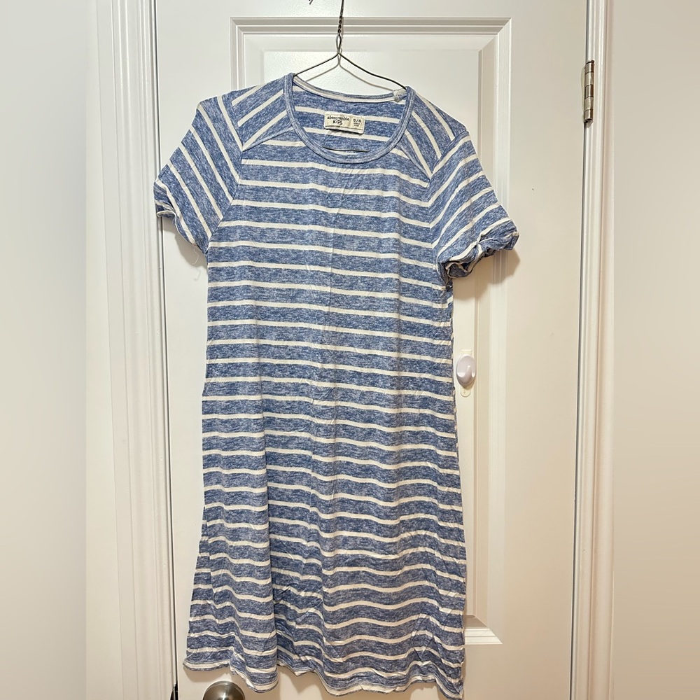 Abercrombie Blue and White Striped T-Shirt Dress